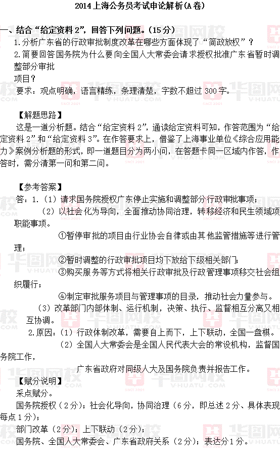 2014年上海公務(wù)員考試申論真題解析-A卷